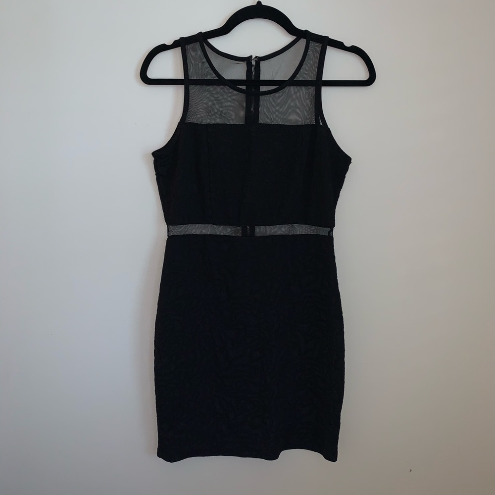 Black blocked dress with see-through sections